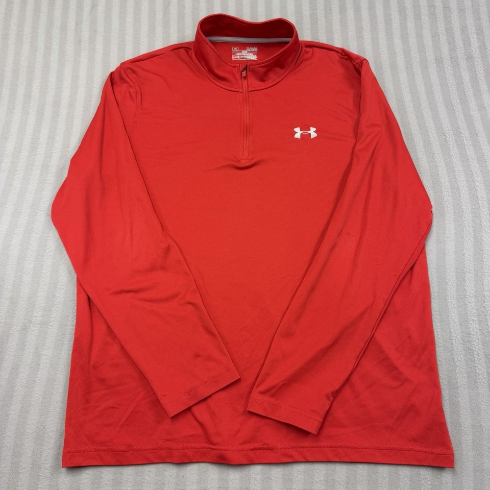 Under Armour Shirt Mens XL Red HeatGear Loose Fit Quarter Zip Pullover Athletic - Picture 4 of 5